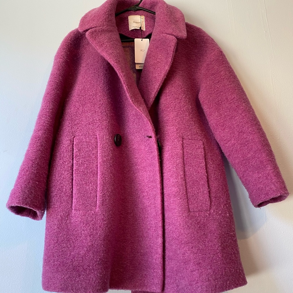Mango fuchsia wool peacoat, NWT